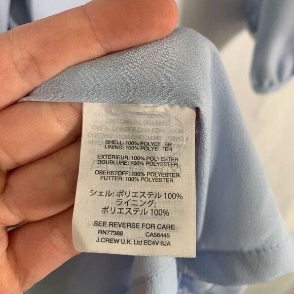 J Crew Dress Women's 8T Tall Light Blue True Wrap Long Sleeve Tie Waist - Picture 7 of 10